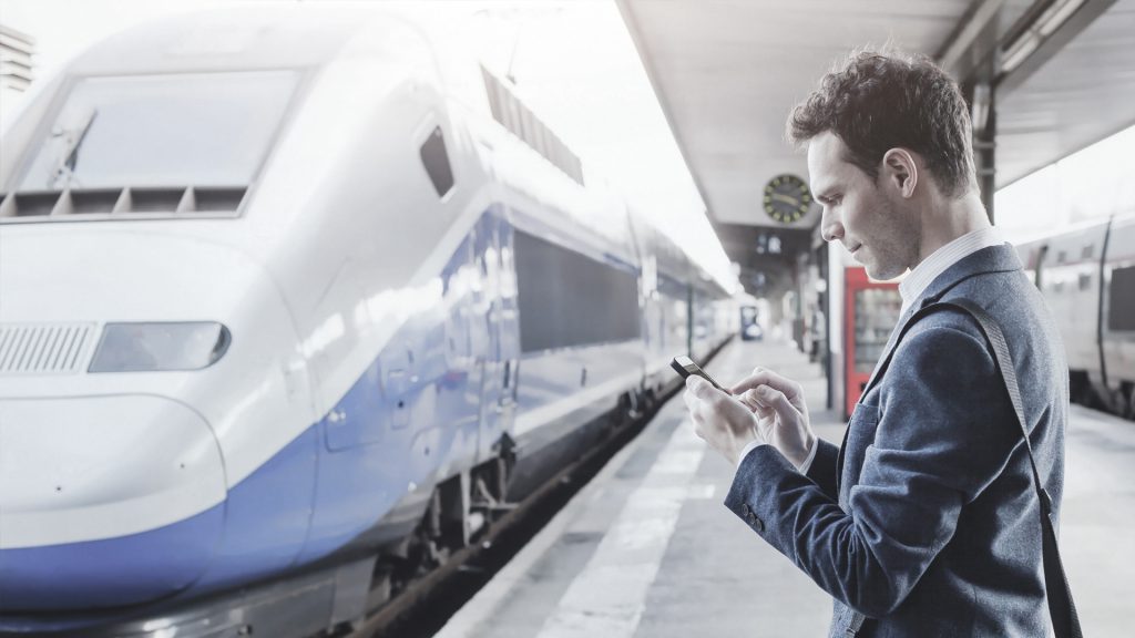 A man waiting for a train